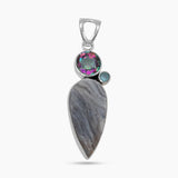 Grey Druzy Silver Pendants