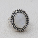 Rainbow Moonstone Silver Rings