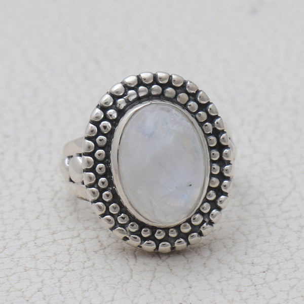 Rainbow Moonstone Silver Rings