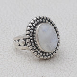 Rainbow Moonstone Silver Rings