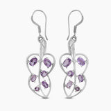 Blue Topaz Leaf Design Silver Earrings