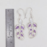 Blue Topaz Leaf Design Silver Earrings