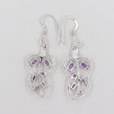 Blue Topaz Leaf Design Silver Earrings