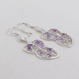 Blue Topaz Leaf Design Silver Earrings