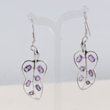 Blue Topaz Leaf Design Silver Earrings