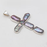 Fresh Water Pearl Cross Silver Pendants