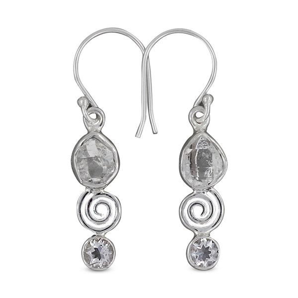 925 Silver Herkimer Quartz Earrings