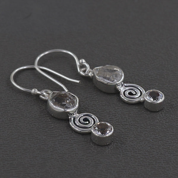 925 Silver Herkimer Quartz Earrings