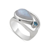 Rainbow Moonstone Silver Ring