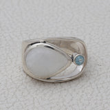 Rainbow Moonstone Silver Ring