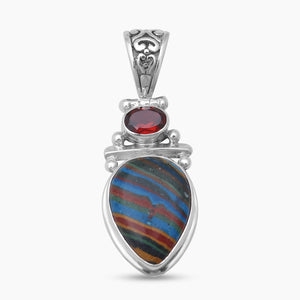 925 Sterling Silver Rainbow Calsilica Pendants