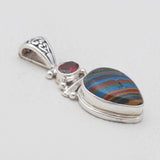 925 Sterling Silver Rainbow Calsilica Pendants