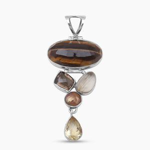 Natural Tiger's Eye Silver Pendants