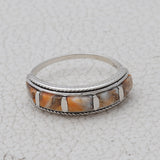 Orange Spiny Oyster Silver Ring