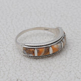 Orange Spiny Oyster Silver Ring