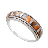 Orange Spiny Oyster Silver Ring