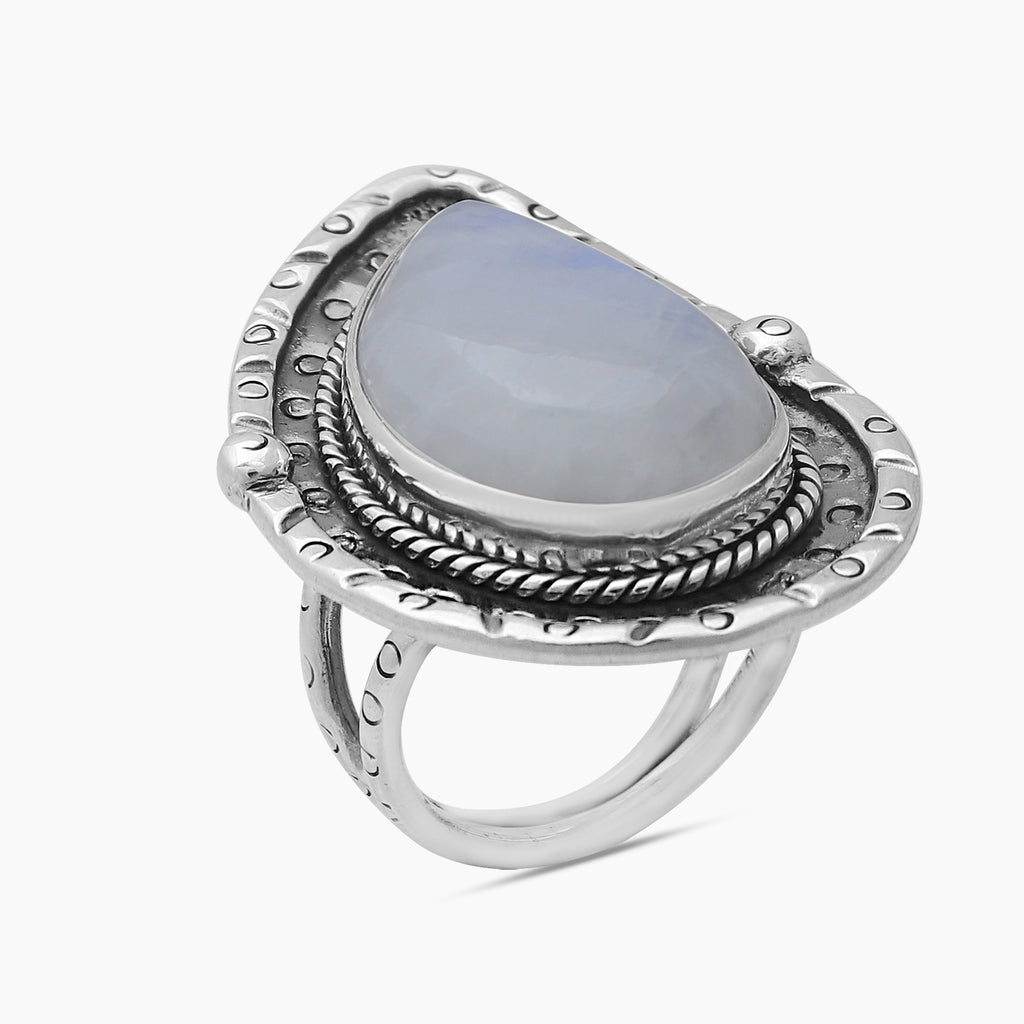 Rainbow Moonstone Silver Rings