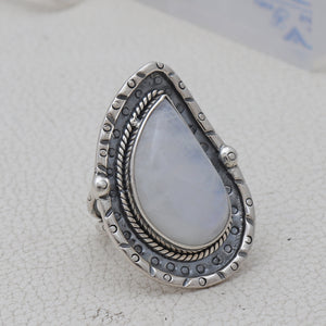Rainbow Moonstone Silver Rings