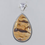 925 Silver Peanut Wood Jasper Pendant