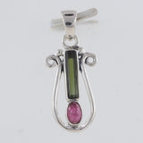 Natural Tourmaline Pencil Silver Pendant