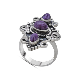925 Sterling Silver Charoite Rings