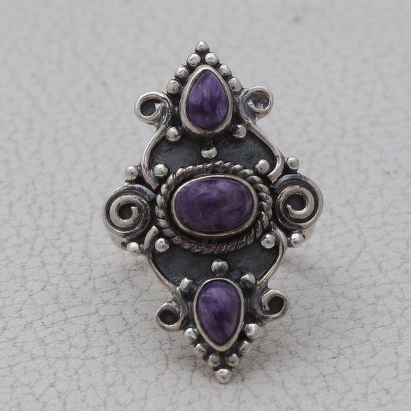 925 Sterling Silver Charoite Rings