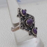 925 Sterling Silver Charoite Ring