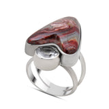 925 Sterling Silver Crazy Lace Agate Ring