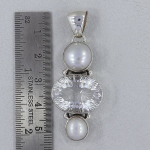 925 Sterling Silver Pearl & Crystal Pendant