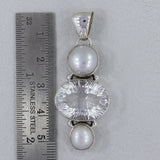 925 Sterling Silver Pearl & Crystal Pendant