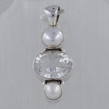 925 Sterling Silver Pearl and Crystal Pendant