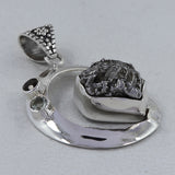 Meteorite With Multi Gemstone Silver Pendant