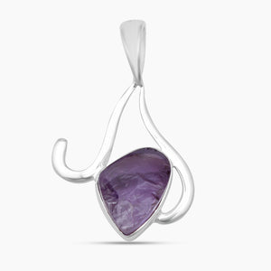 925 Silver Raw Amethyst Pendants
