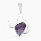 925 Silver Raw Amethyst Pendants