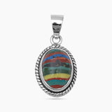 Rainbow Calsilica Silver Pendants