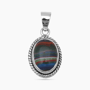 Rainbow Calsilica Silver Pendants
