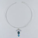 Rainbow Moonstone & Blue Topaz Silver Necklace