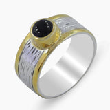 925 Sterling Silver Two Tone Black Onyx Rings