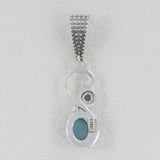 Black Star Stone & Green Amethyst Silver Pendant