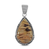 Natural Peanut Wood Jasper Silver Pendant