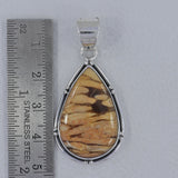 Natural Peanut Wood Jasper Silver Pendant