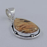 Natural Peanut Wood Jasper Silver Pendant