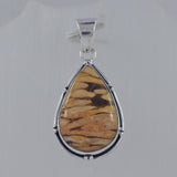 Natural Peanut Wood Jasper Silver Pendant