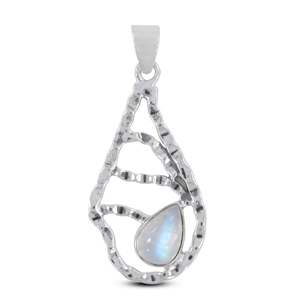 Rainbow Moonstone Silver Pendant