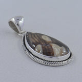 925 Silver Peanut Wood Jasper Pendant