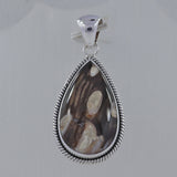 925 Silver Peanut Wood Jasper Pendant