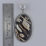 925 Silver Peanut Wood Jasper Pendant