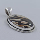 925 Silver Peanut Wood Jasper Pendant