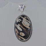 925 Silver Peanut Wood Jasper Pendant