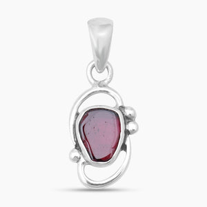 925 Silver Natural Garnet Slice Pendants